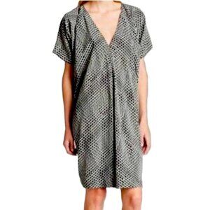 Vince Black White Geometric Kaftan Style Dress Large Office Minimalist Relaxed